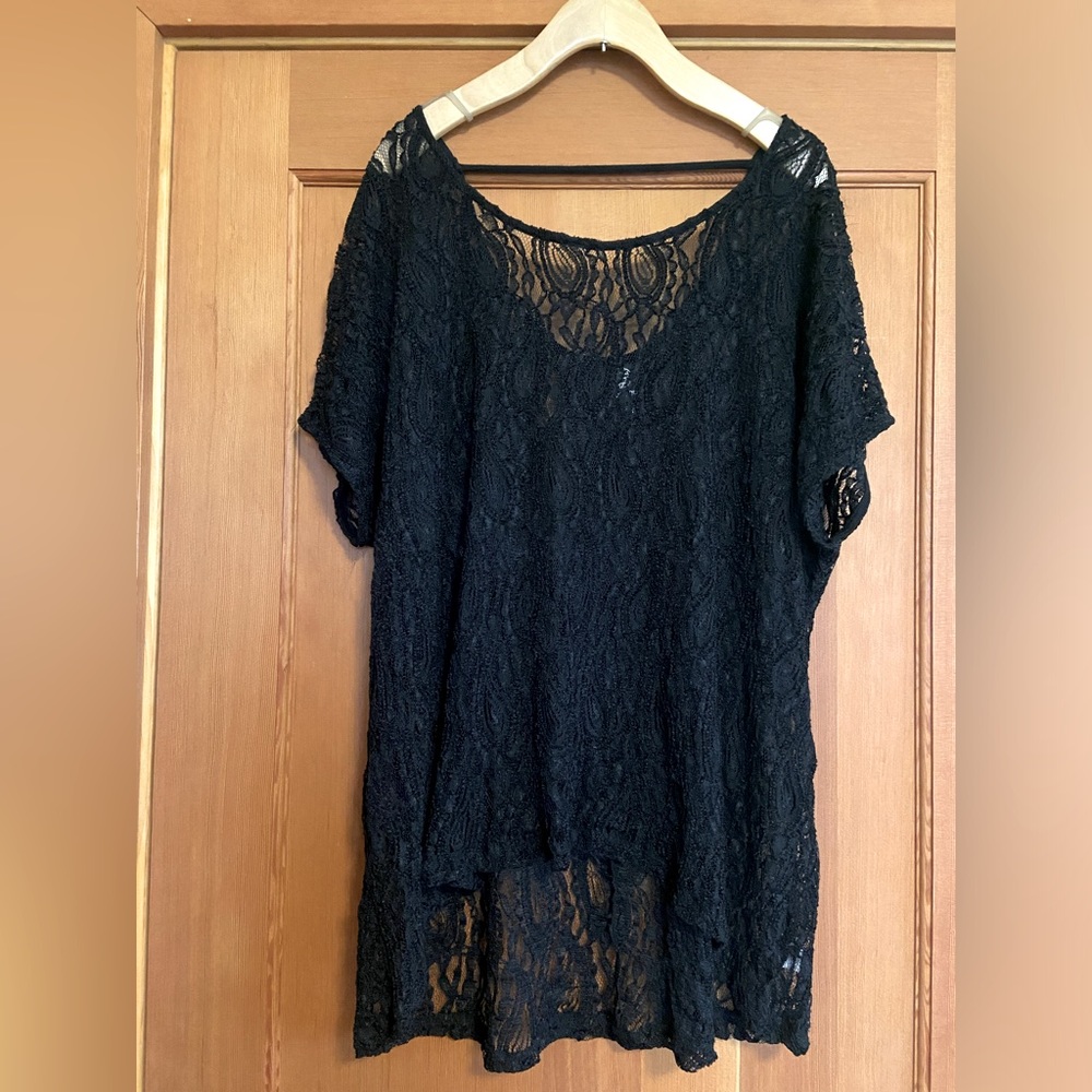 Bobeau | Sheer Lace Top